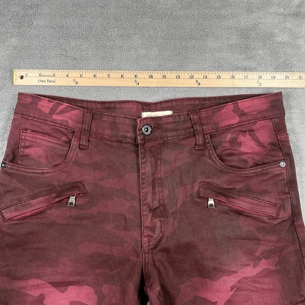Smoke Rise Jeans Men 40x32 Red Burgundy Camo Straight Leg Slim Denim Moto Grunge